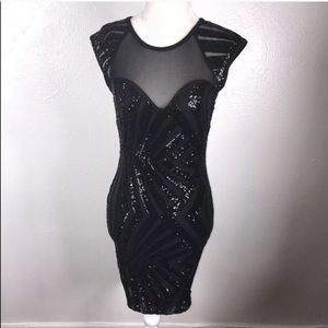 Little black dress - sequin and mesh - Small